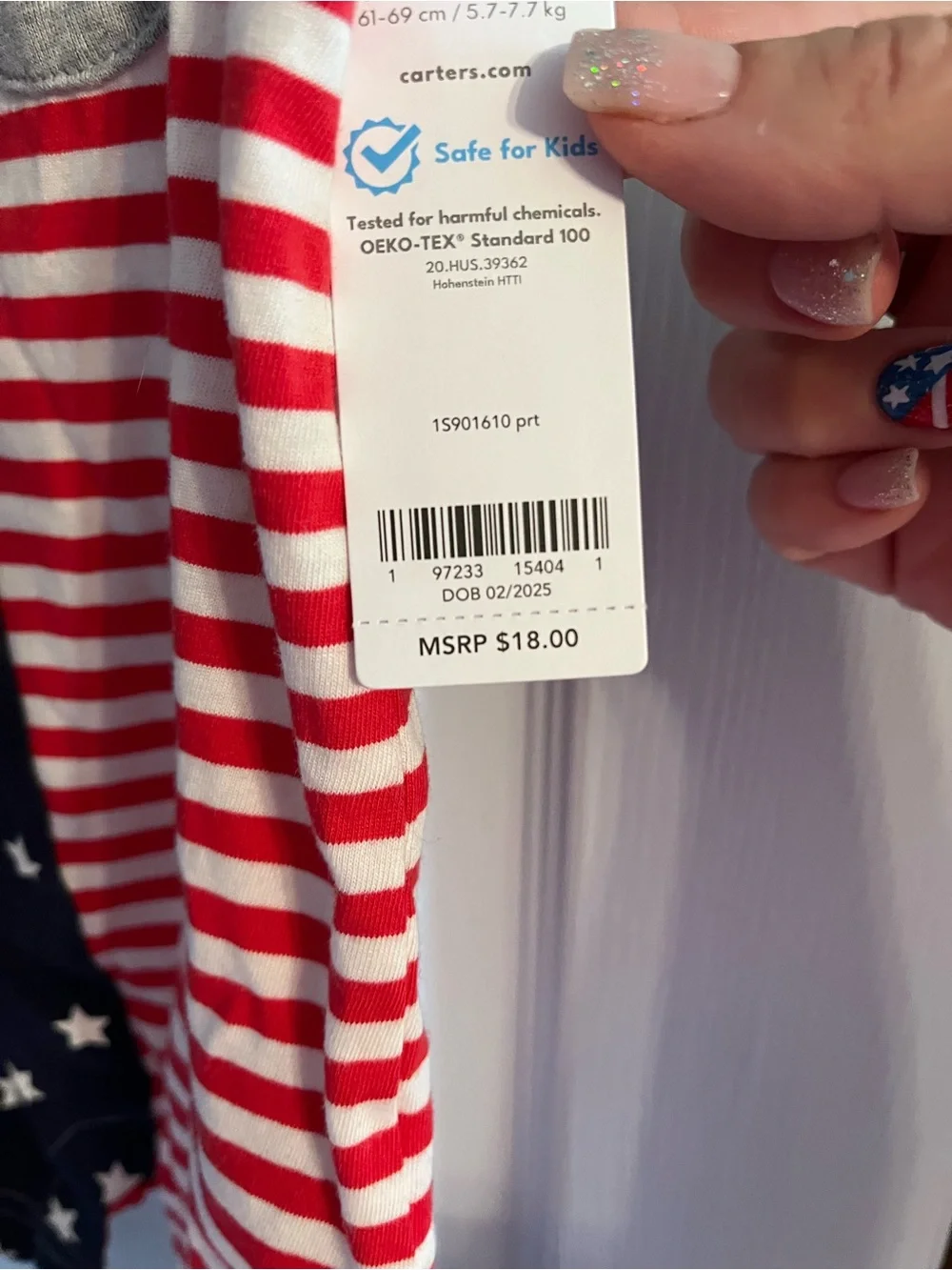 Carter's Red White and Navy Stars & Stripes One-Piece